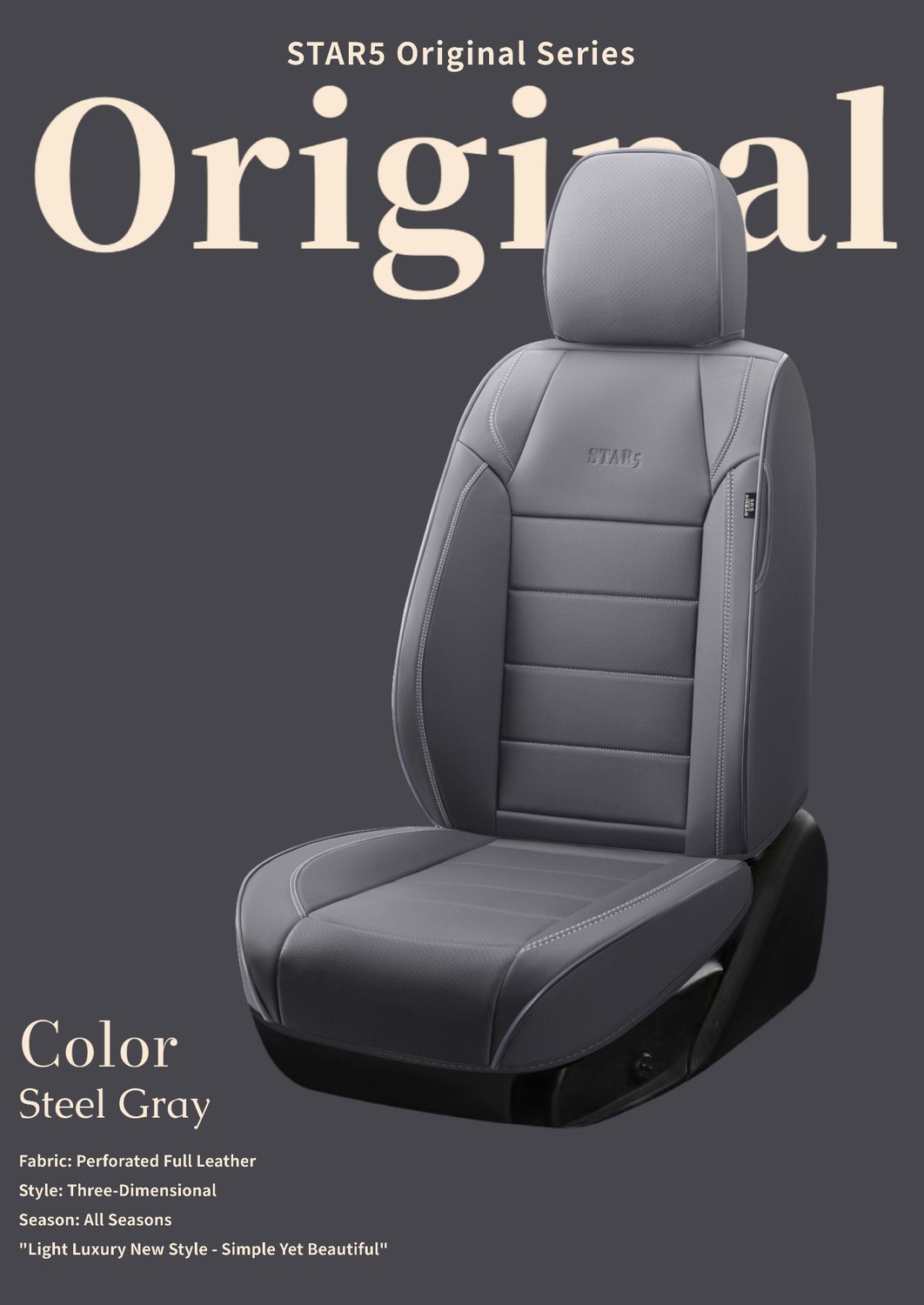 Steel Gray - Star5 Premium Original Series Seat Cover Set