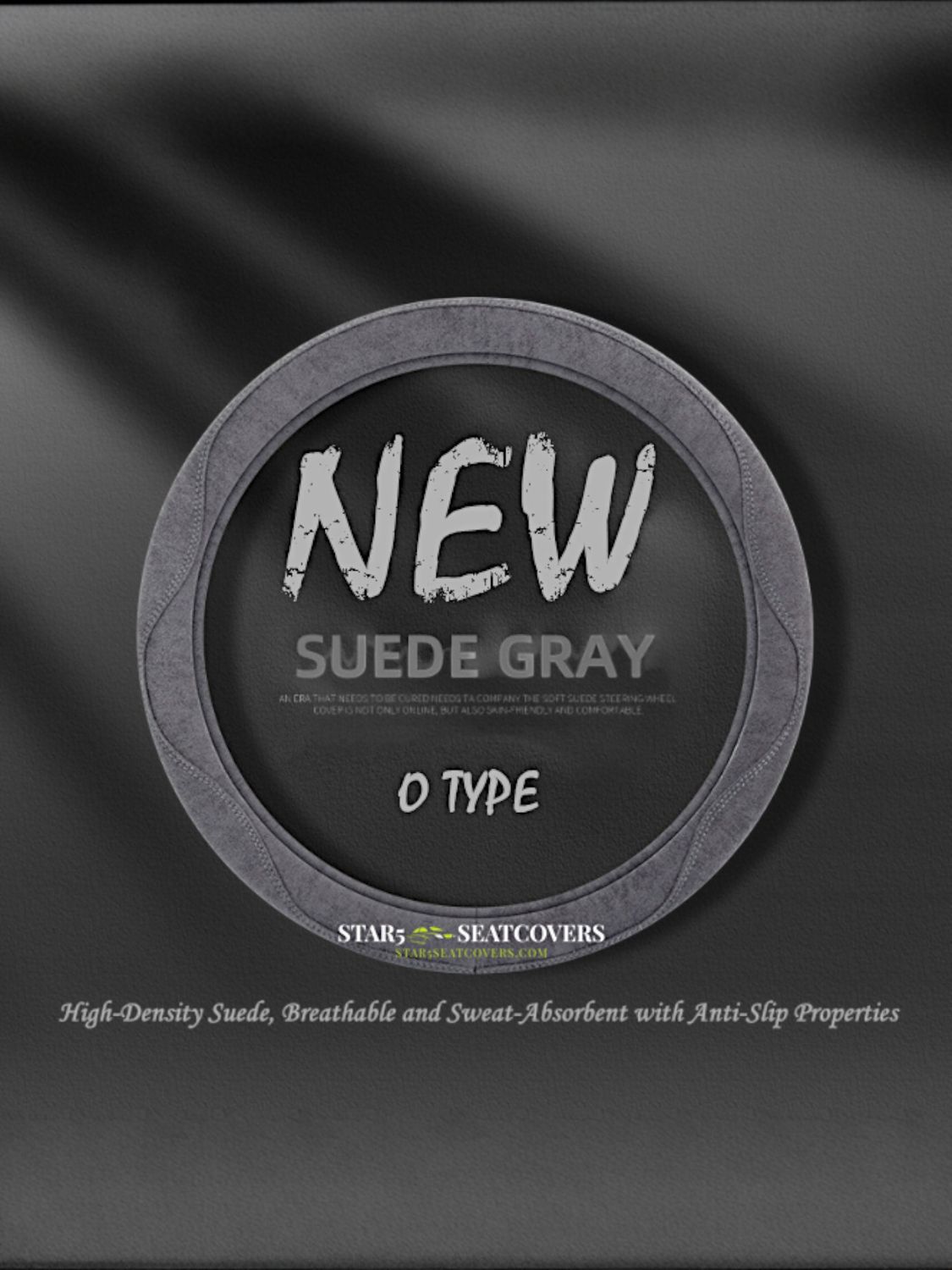 Gray - O Type - Star5 Premium Suede Steering Wheel Cover