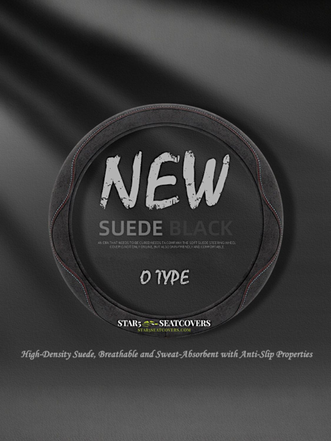 Black - O Type - Star5 Premium Suede Steering Wheel Cover