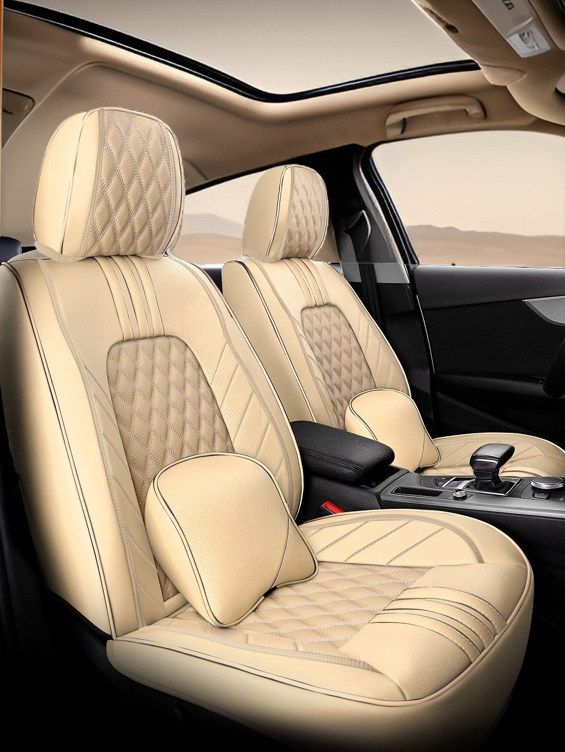 Star5 Diamond Series Seat Covers | Fits Sedans, SUVs &amp; Trucks (5-Seater) (Tan)