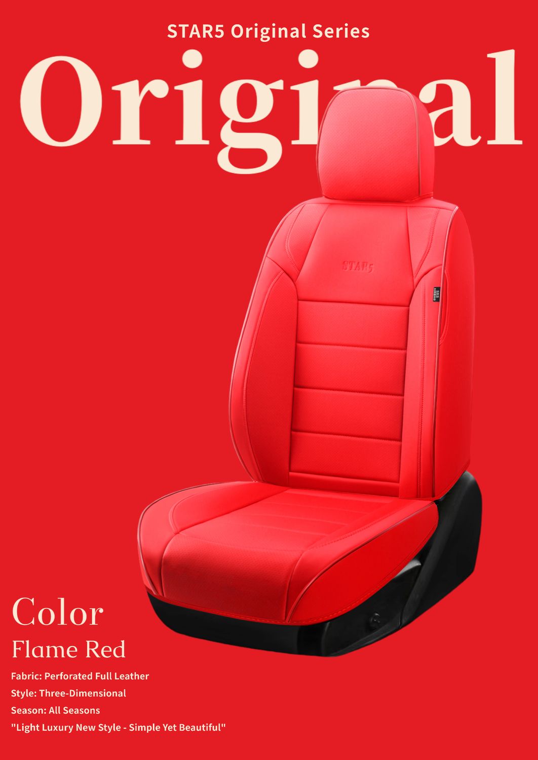Star5 Original Series Seat Covers (1st Gen) | Fits Sedans, SUVs &amp; Trucks (5-Seater) (Velvet Red)