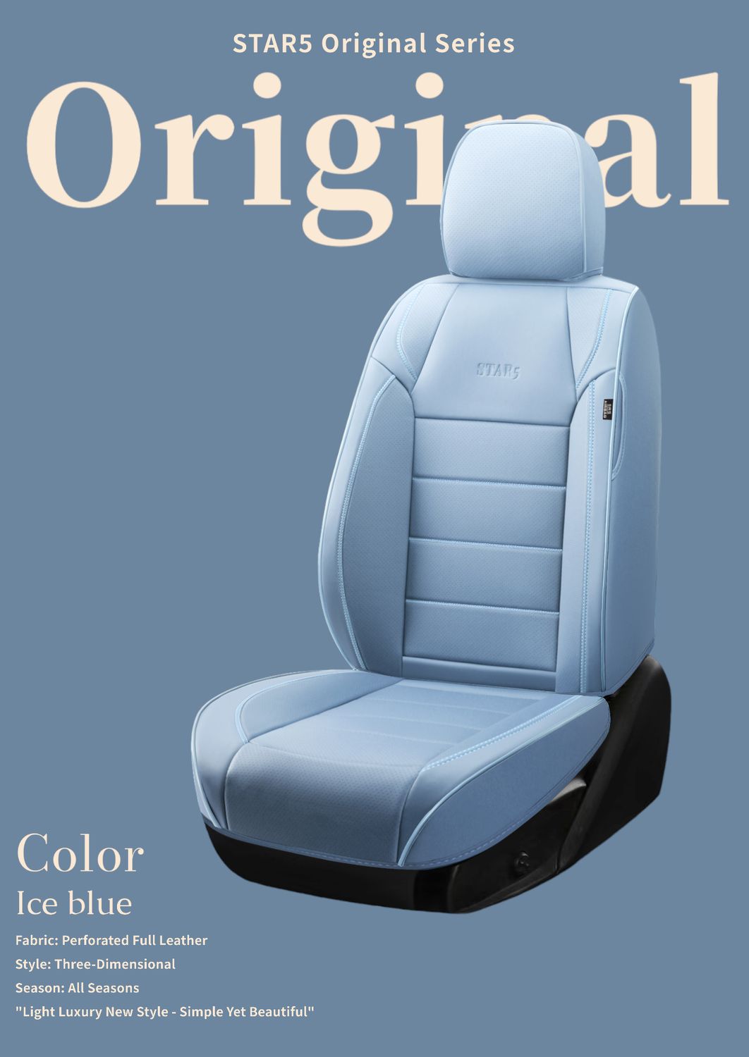 Star5 Original Series Seat Covers (1st Gen) | Fits Sedans, SUVs &amp; Trucks (5-Seater) (Ice Blue)