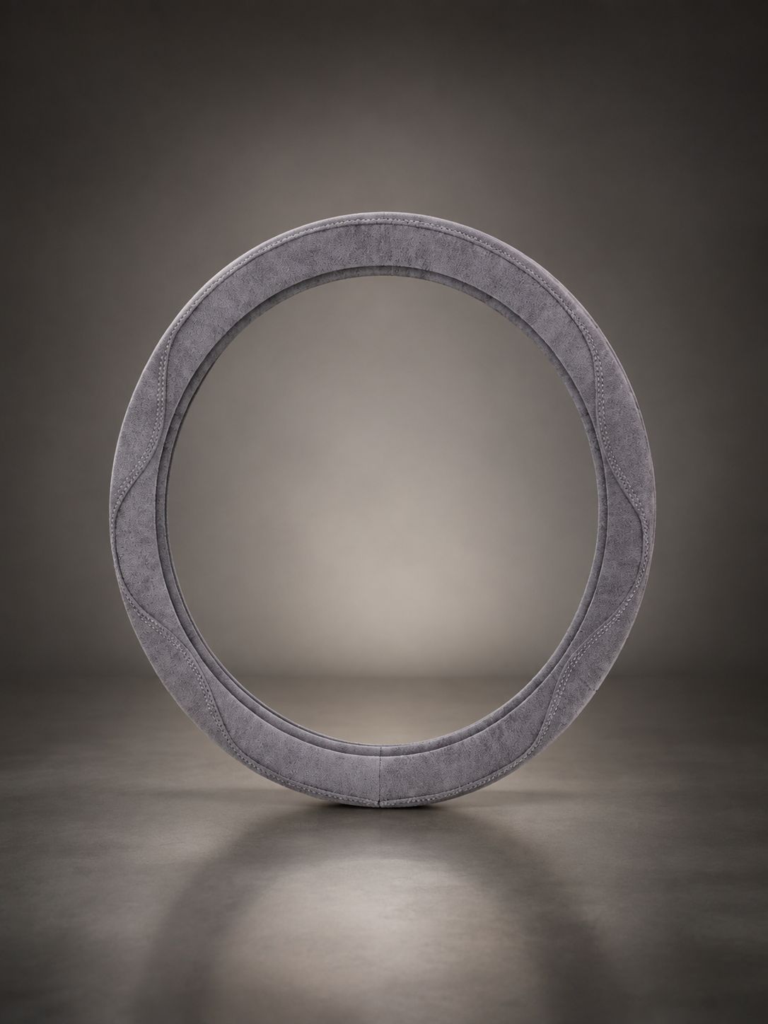 STAR5 Premium Suede-Style Steering Wheel Cover – O-Shape / Round – 38 cm (Steel Gray)