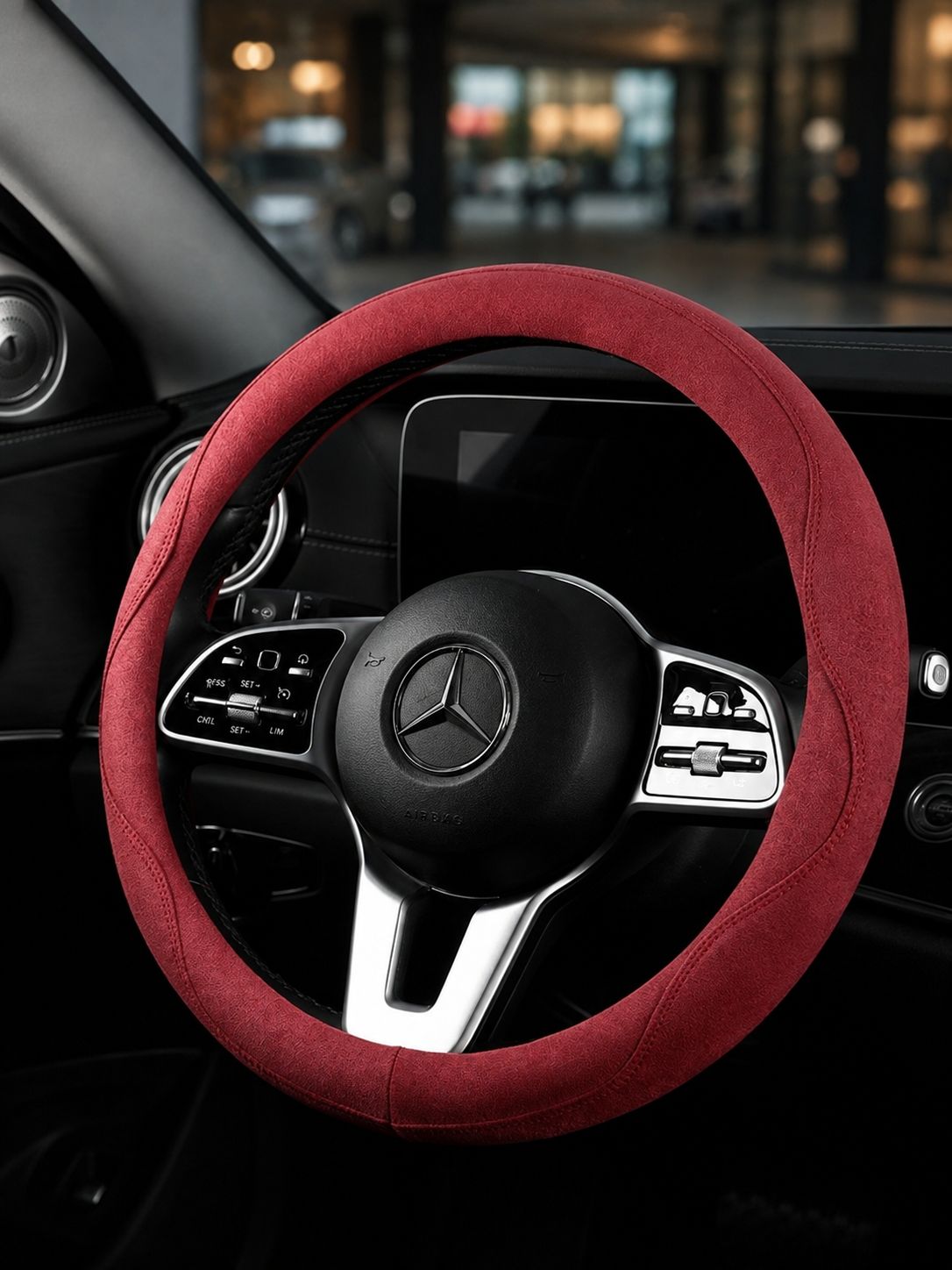 STAR5 Premium Suede-Style Steering Wheel Cover – O-Shape / Round – 38 cm (Marron)