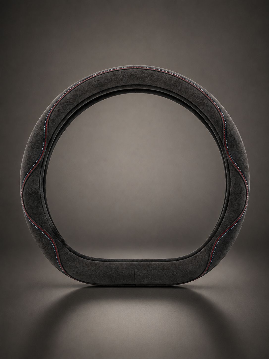 STAR5 Premium Suede-Style Steering Wheel Cover – D-Shape / Flat Bottom – 38 cm (Black)