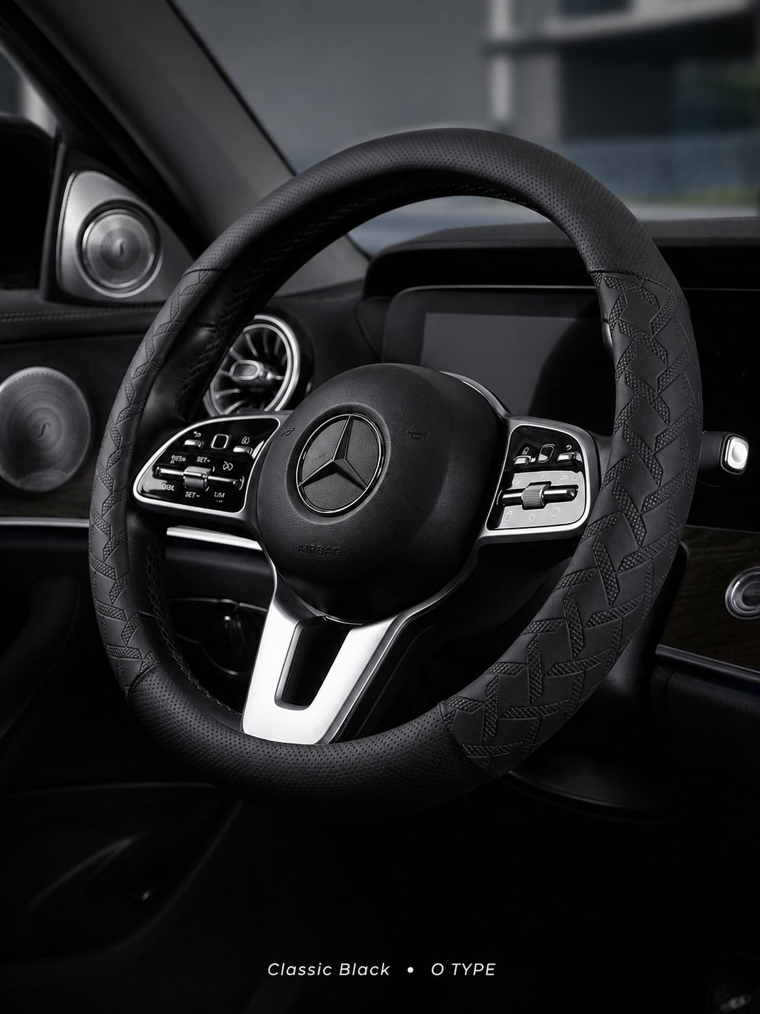 STAR5 Premium Nappa-Style Steering Wheel Cover – O-Shape / Round (Black)