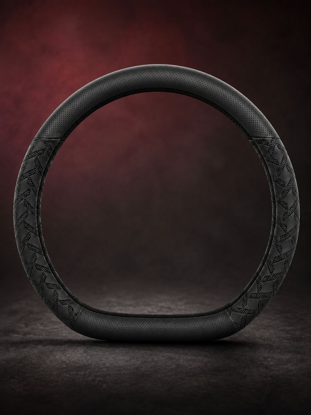 STAR5 Premium Nappa-Style Steering Wheel Cover – D-Shape / Flat Bottom (Black)