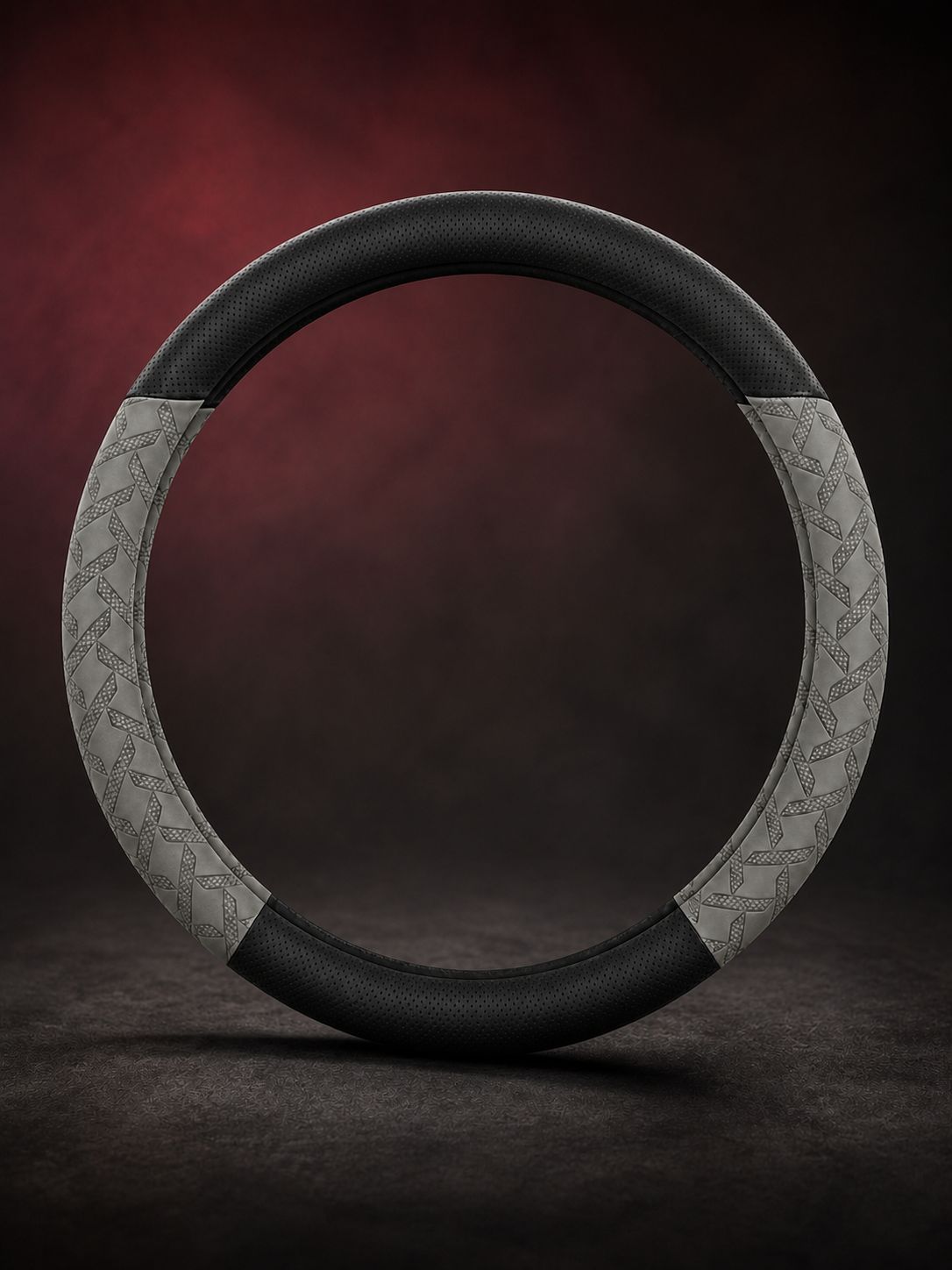 STAR5 Premium Nappa-Style Steering Wheel Cover – O-Shape / Round – 38 cm (Steel Gray)