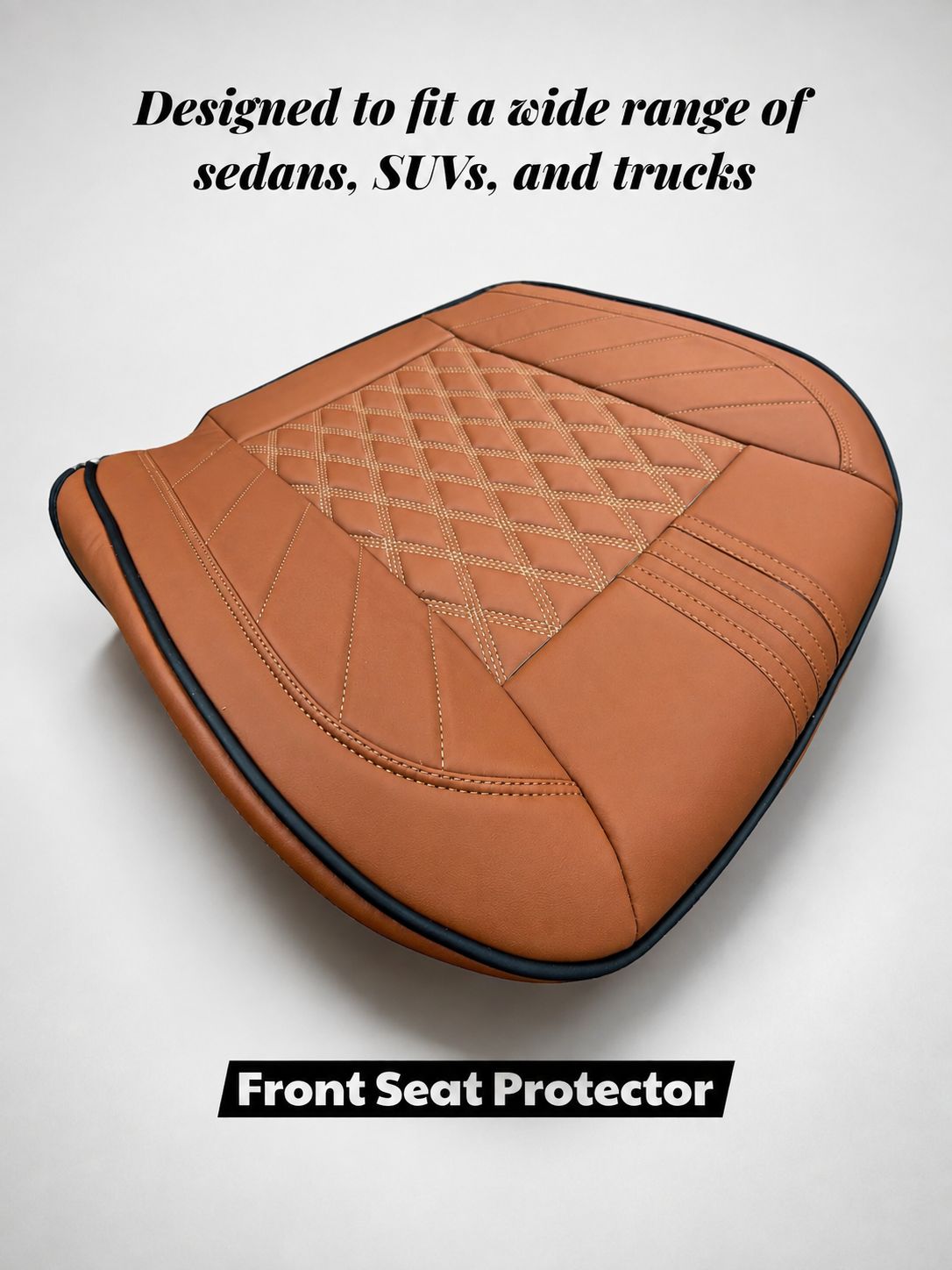 STAR5 Premium Front Bottom Seat Protector – Padded Non-Slip Cushion (Caramel)