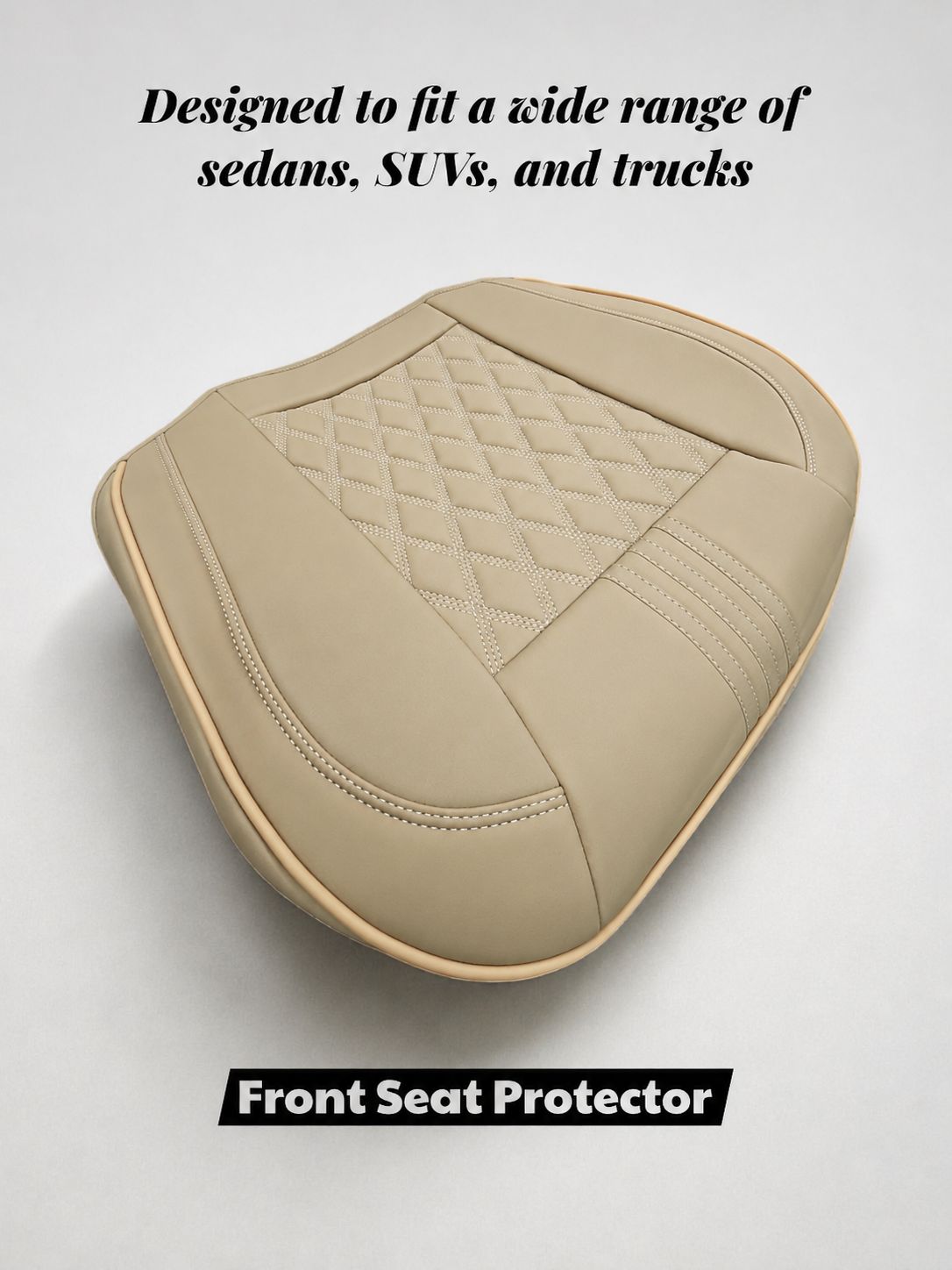 STAR5 Premium Front Bottom Seat Protector – Padded Non-Slip Cushion (Tan)