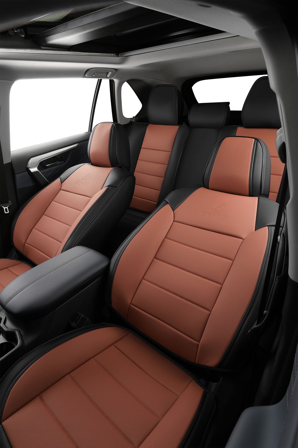 2nd Gen STAR5 Premium Seat Covers – Full Set for 5-Seater Sedans, SUVs & Trucks (Caramel)