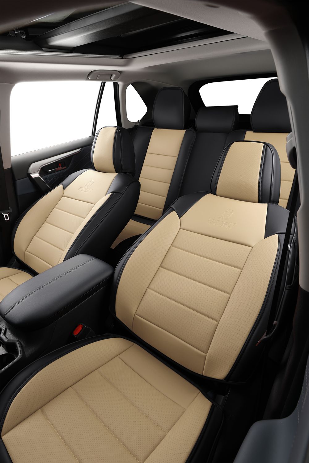 2nd Gen STAR5 Premium Seat Covers – Full Set for 5-Seater Sedans, SUVs & Trucks (Tan)