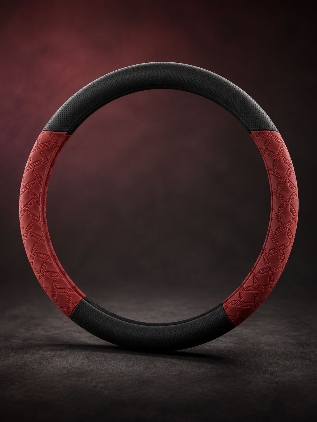 STAR5 Premium Nappa-Style Steering Wheel Cover – O-Shape / Round (Burgundy)