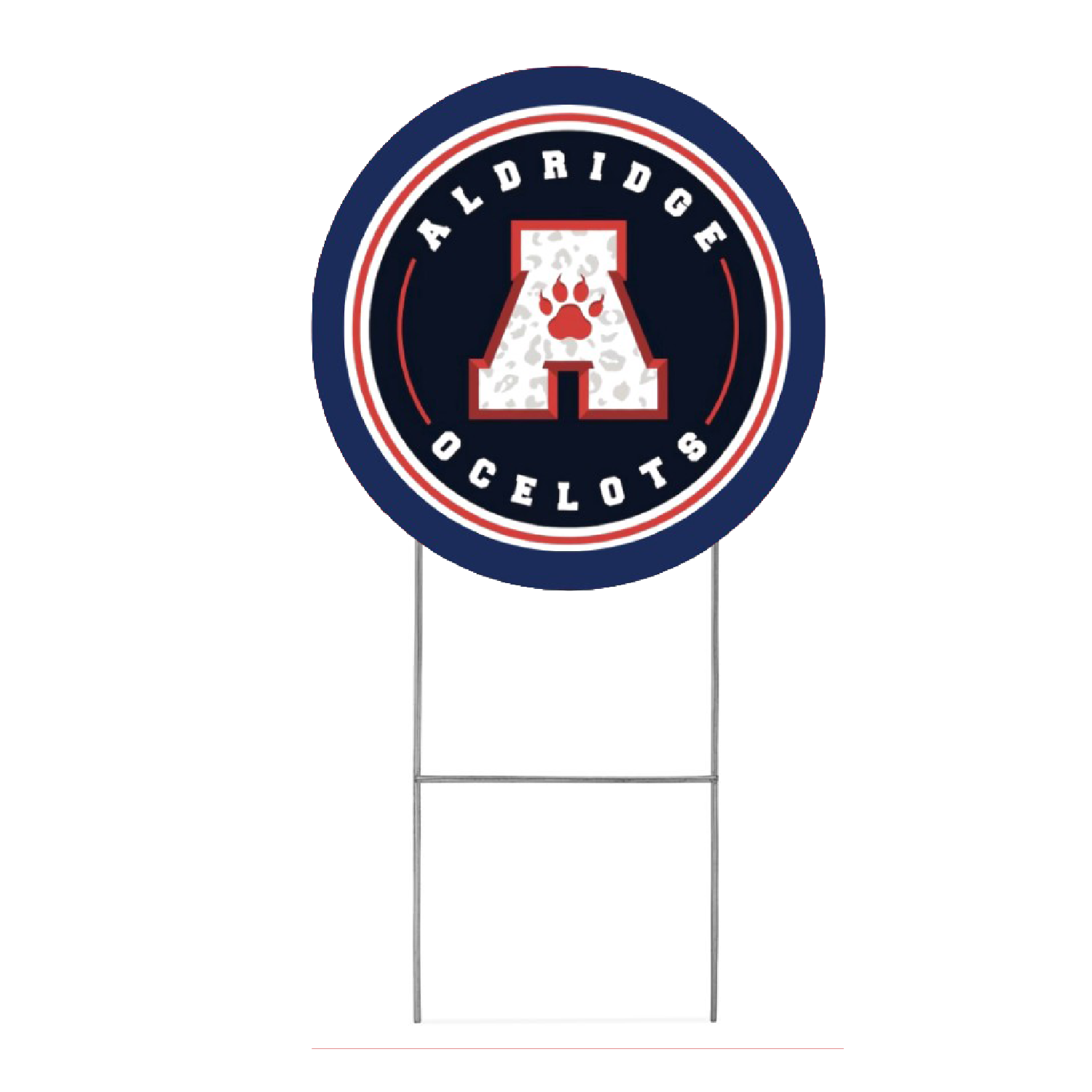 Round Ocelot Yard sign with Stake