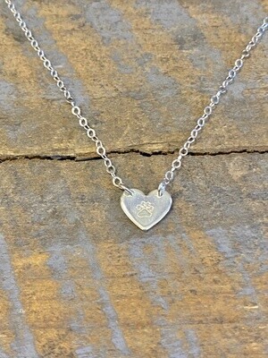 SLV HEART PAW NECKLACE