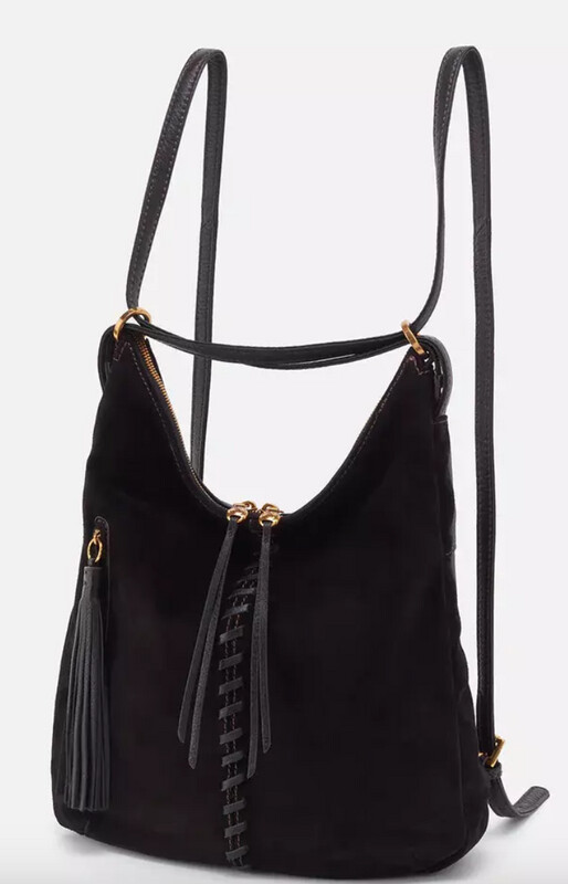 MERRIN CONVERTIBLE BAG, COLOR: BLACK SUEDE