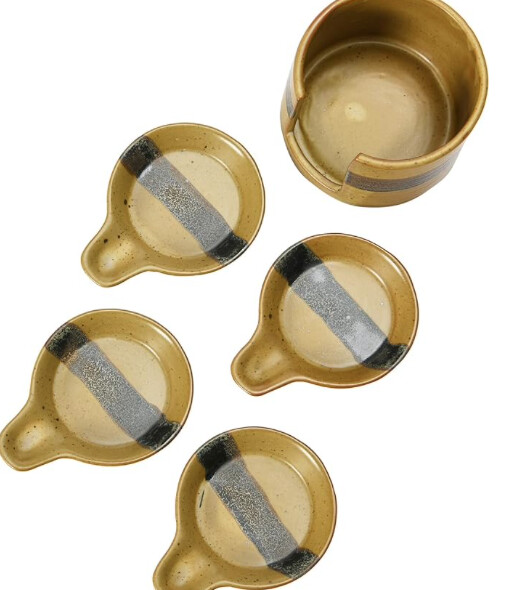 4 MINI SNACK TRAYS & HOLDER