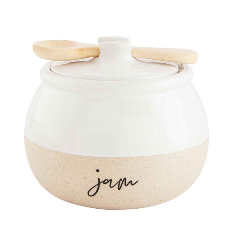 STONEWARE JAM JAR W/SPOON
