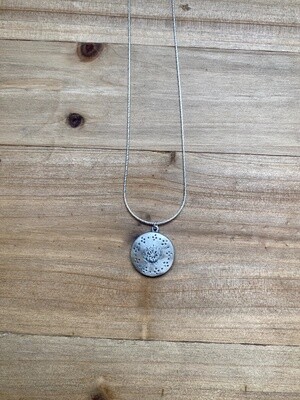 SILVER DISC CZ DOT NECKLACE