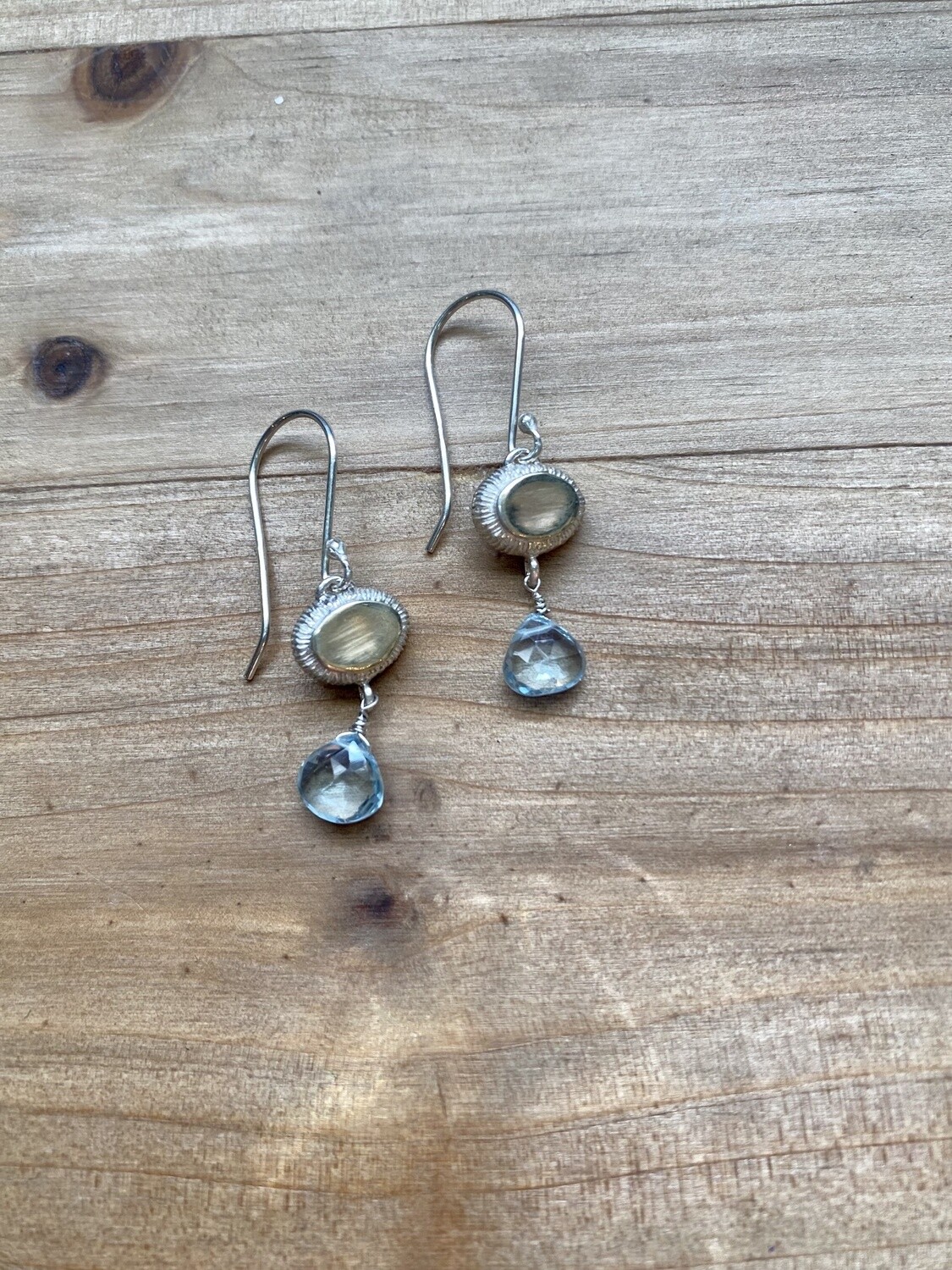 OVAL BLUE TOPAZ  DROP EARRINGS