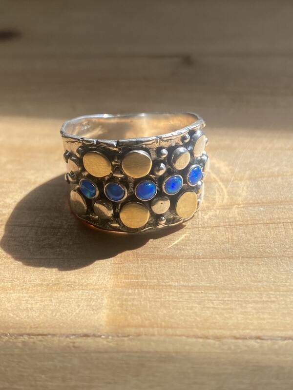 GOLD/SILVER DOT OPAL RING