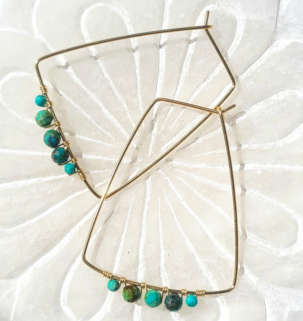 LESLIE RECTANGLE HOOPS, STONE: TURQUOISE