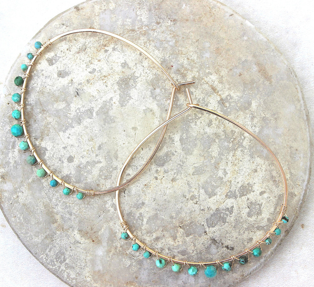 NESSIE  HOOP EARRINGS, STONE: TURQUOISE