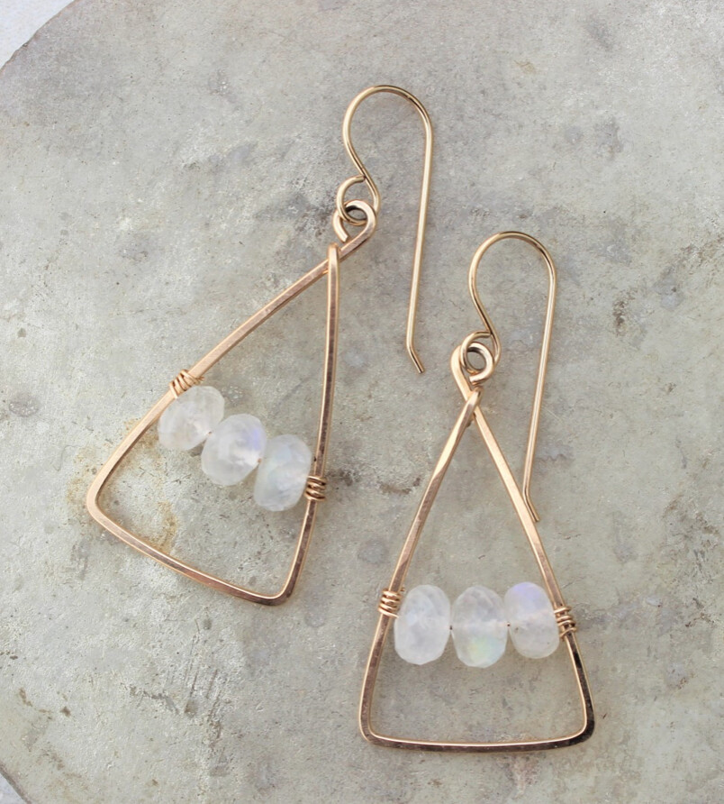 TRIANA TRIANGLE EARRINGS, STONE: MOONSTONE