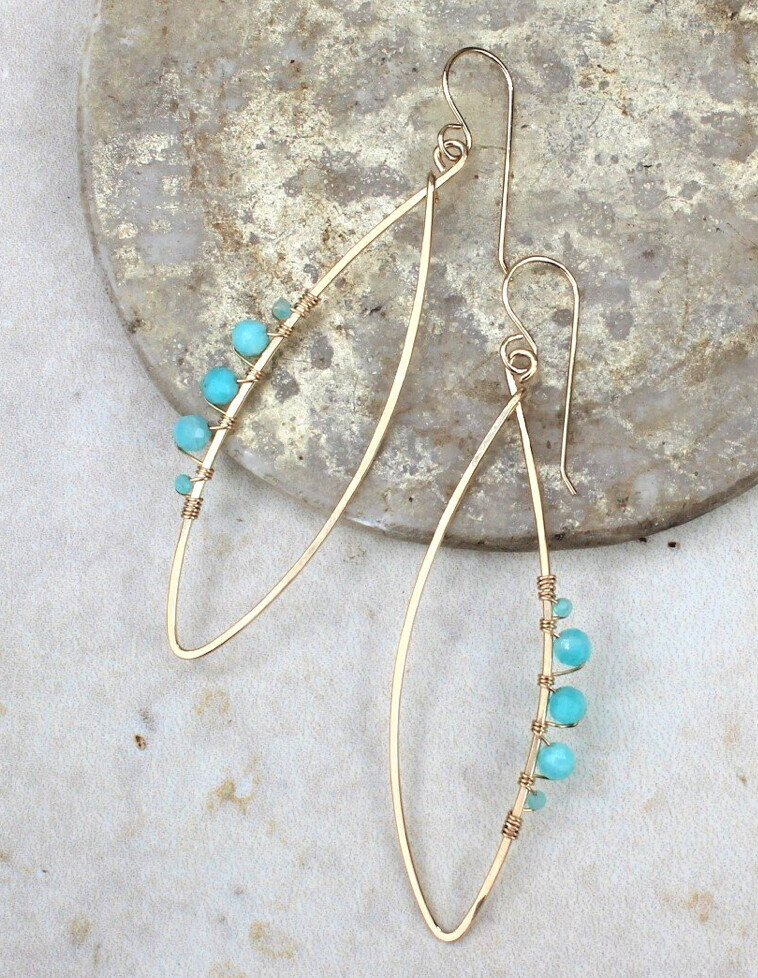 SEQUOIA ELONGATED HOOPS, STONE: AMAZONITE