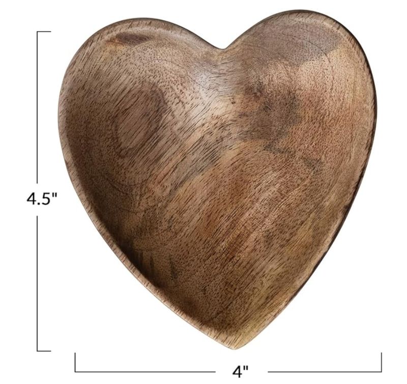 WOOD HEART DISH