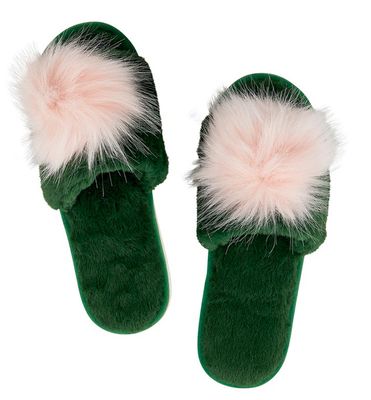 SM PINK & GRN SLIPPERS