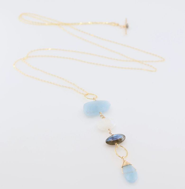 AQUA STEP STONE NECKLACE