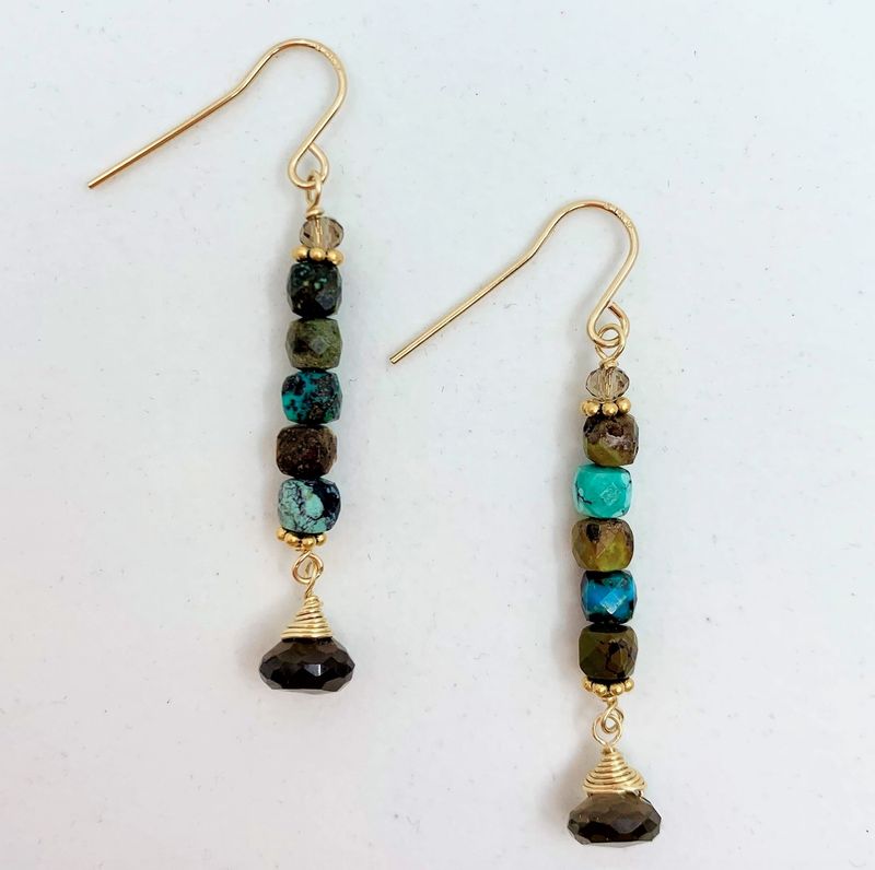 SMOKY QUARTZ STACK EARRINGS