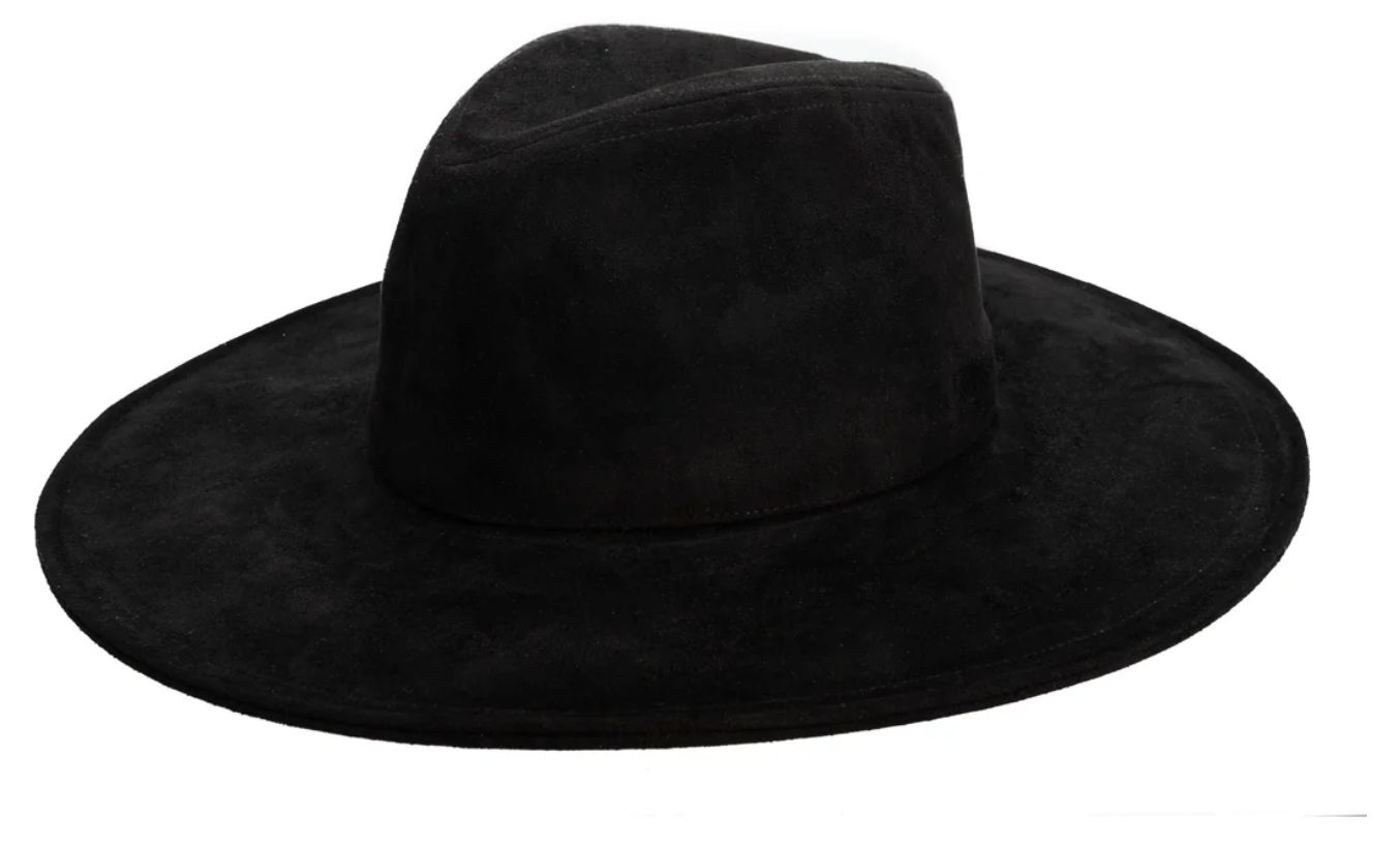 BLK FAUX SUEDE FEDORA