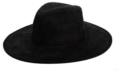 BLK FAUX SUEDE FEDORA