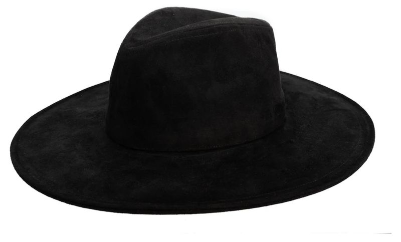 BLK FAUX SUEDE FEDORA