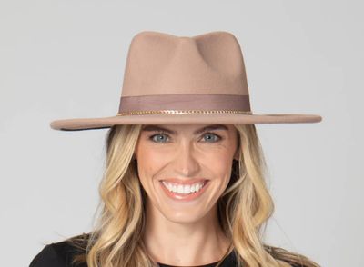 TAUPE FEDORA CHAIN TRIM