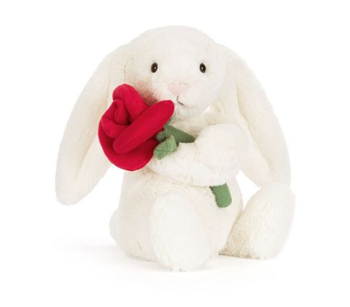 CREAM BUNNY W/ROSE
