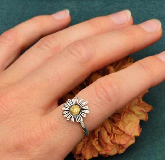 SLV DAISY RING