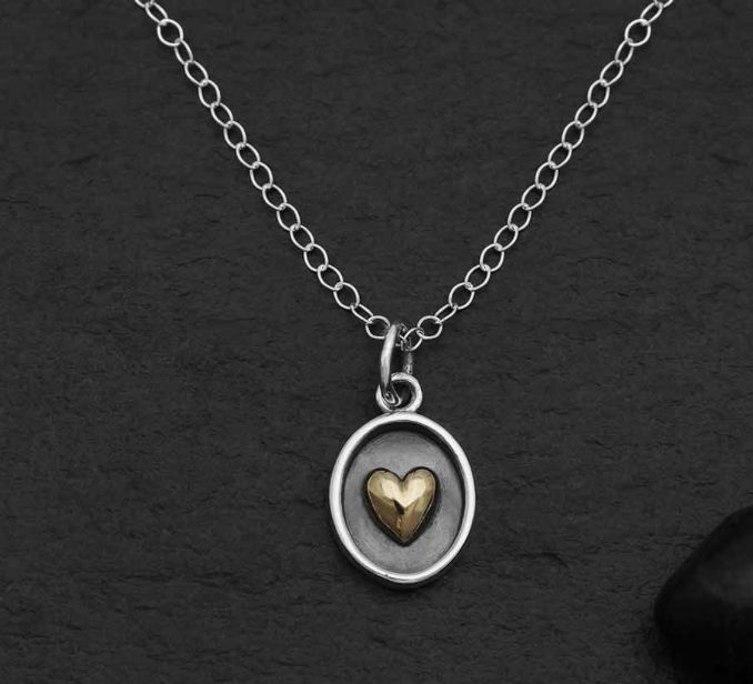 SLV/BRZE HEART NECKLACE