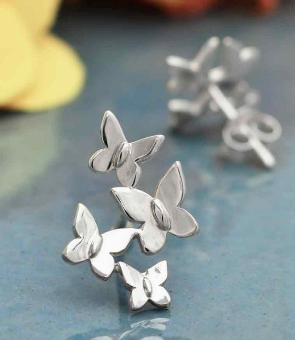 SLV BUTTERFLY CLUSTER EARRINGS