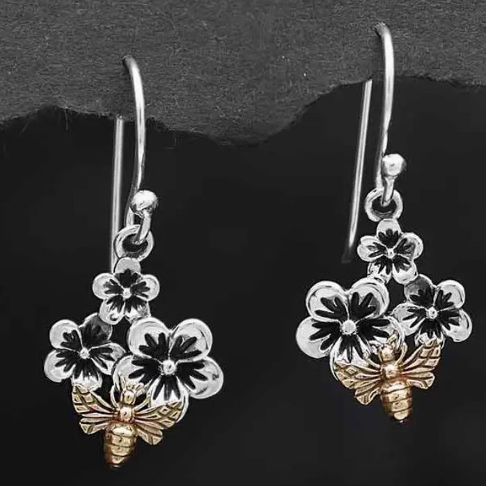 SLV BLOSSOM/BEE EARRINGS