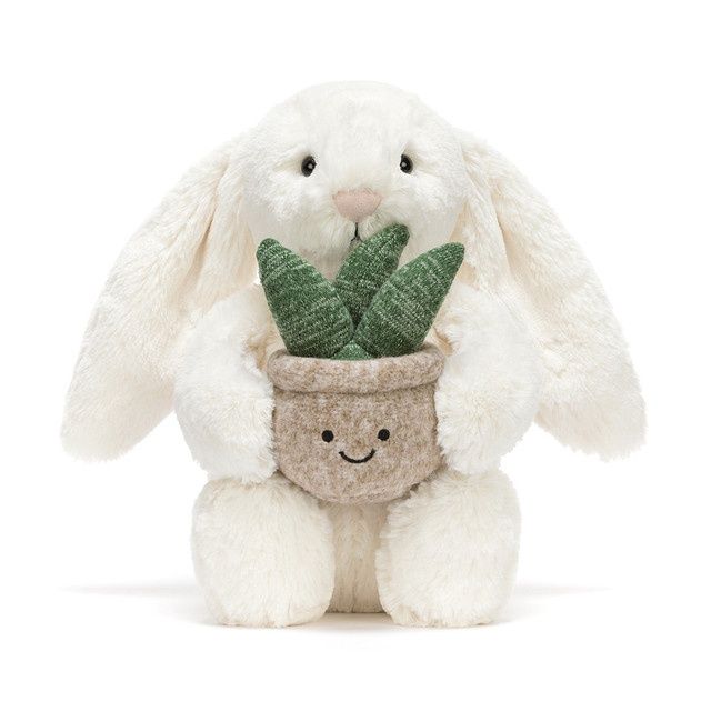 CREAM BUNNY W/PLANT