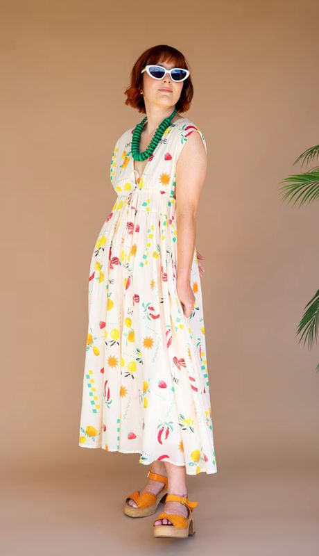 LIMONE PRINT TIE DRESS