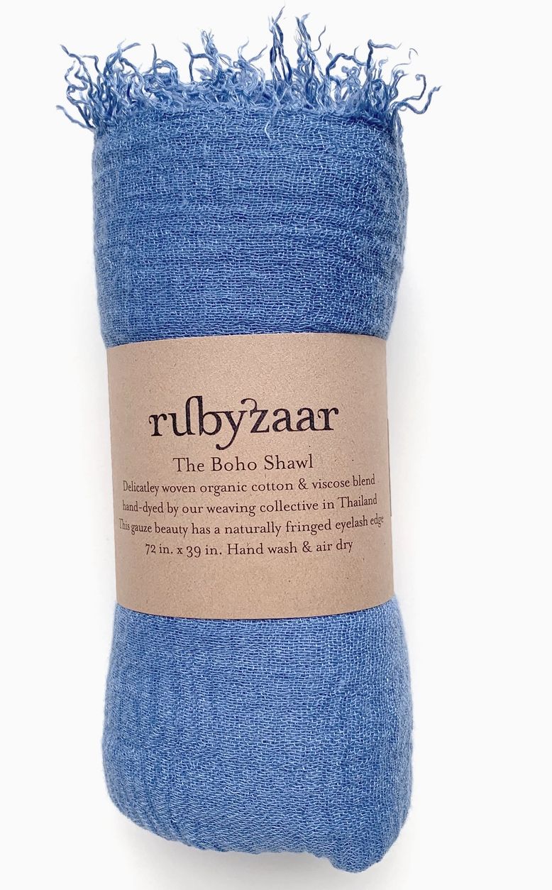 THE BOHO SHAWL THE BOHO SHAWL, COLOR: CORNFLOWER