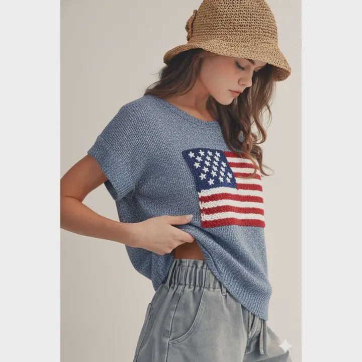 DENIM BLUE FLAG SWEATER