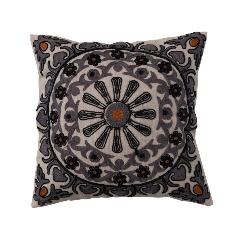 BLK/GRAY EMBROIDERED PILLOW