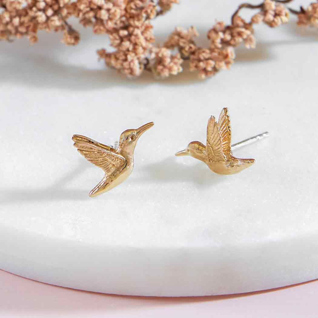 Hummingbird Earrings, Material: Bronze