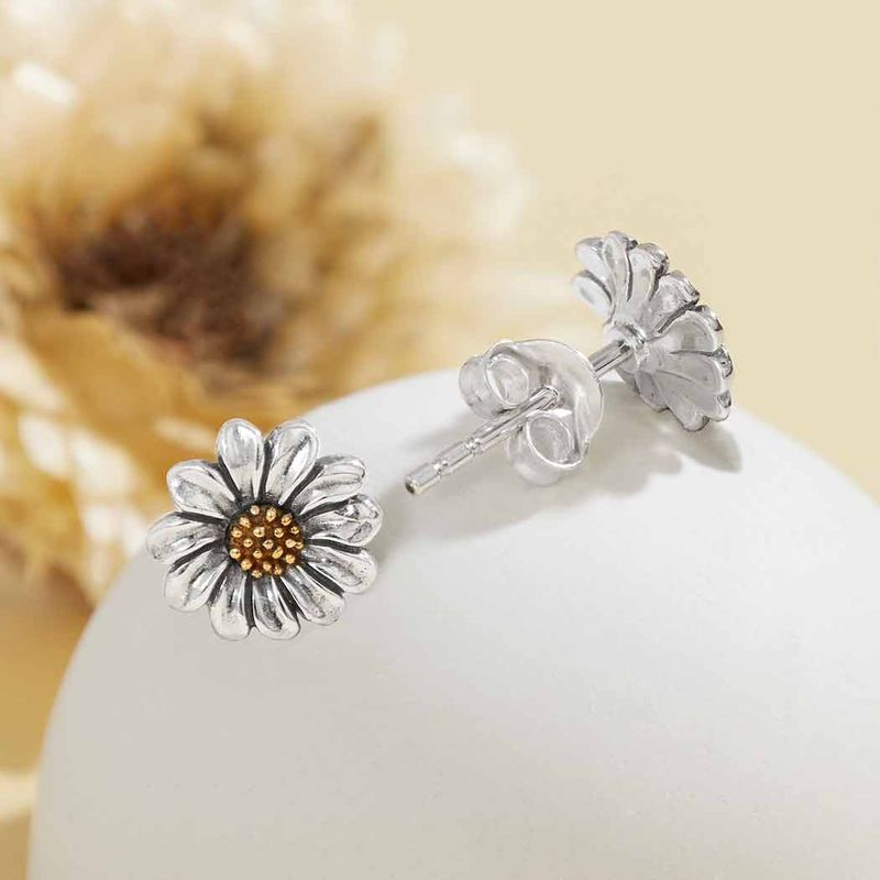 Mixed Metal Daisy Earrings