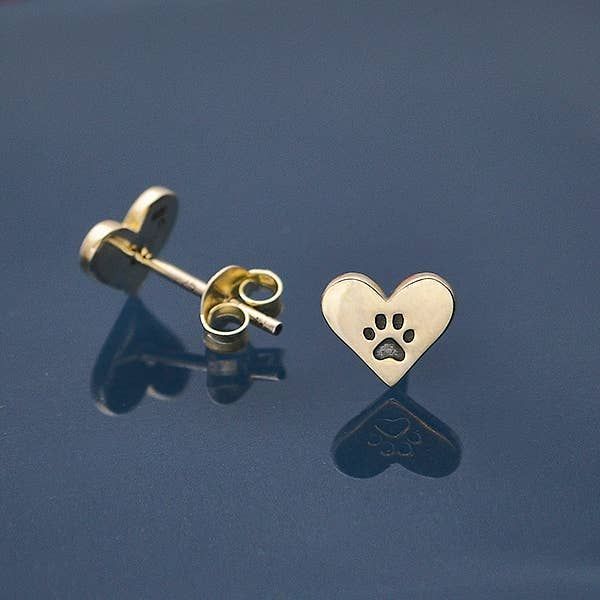 Paw Print Heart Earrings